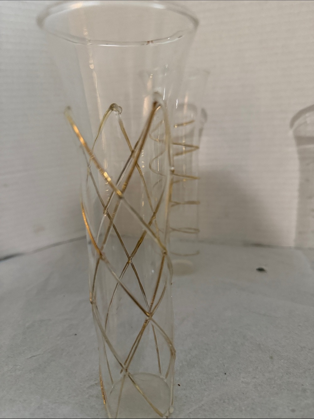 3 Clear Champagne Flutes with Gold Accents - Elegant Home Accent - Picture 3 of 4